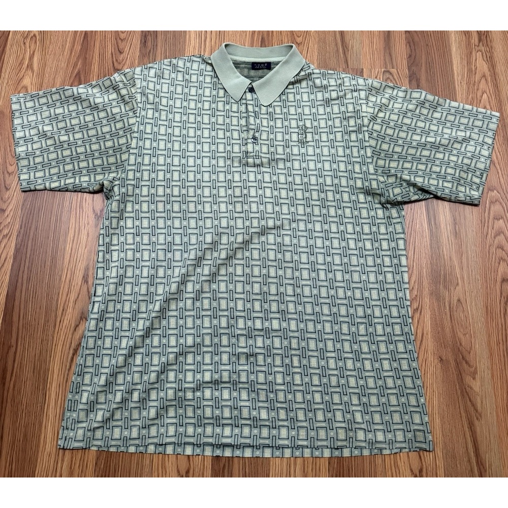 TPC Sawgrass Golf Polo Como Sport Mens Large Geometric Made In Italy